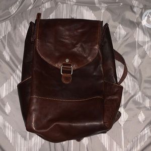 Brown leather backpack
